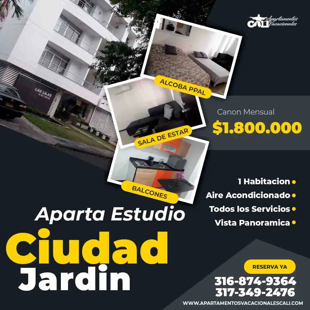Ciudad Jardin apartaestudio Sur Amoblado para arriendo