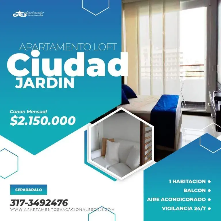 Ciudad Jardin 2 apartaestudio Sur Amoblado para arriendo