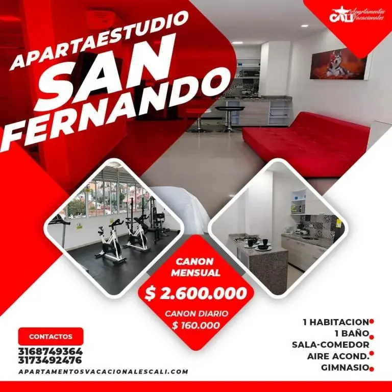 Apartaestudios San Fernando Oeste Amoblado para arriendo