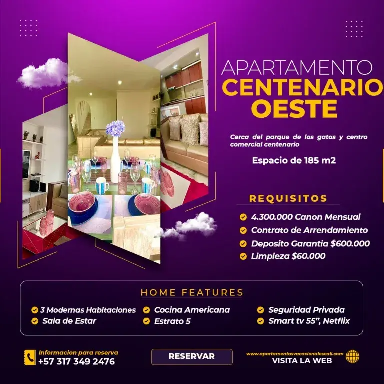 Centenario apartamento Norte Amoblado para arriendo