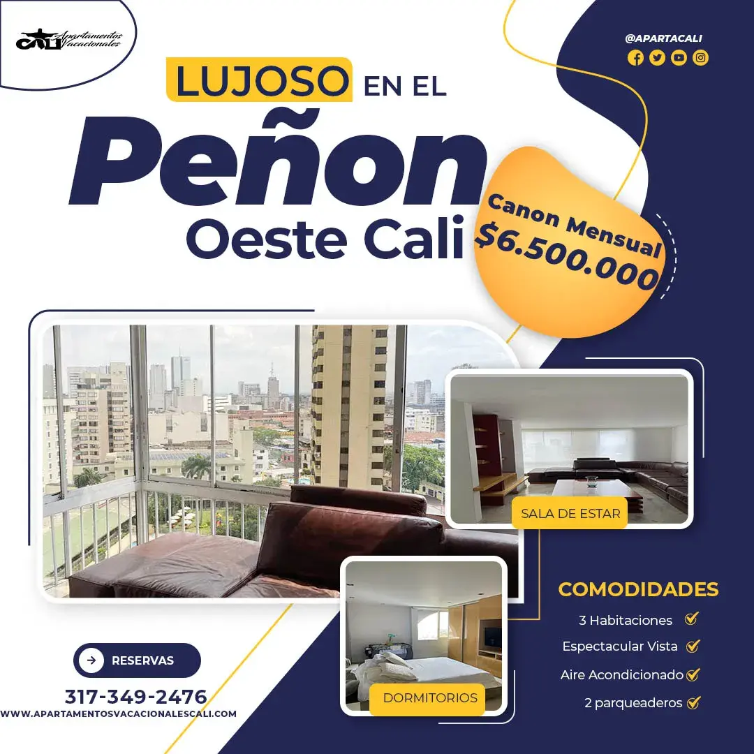 Apartamento Lujoso el Peñon Oeste Amoblado para arriendo